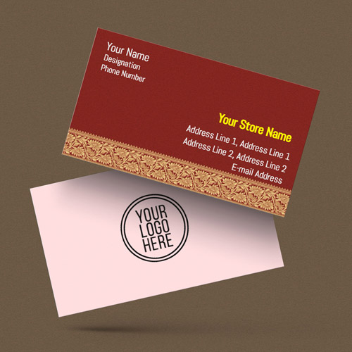 Saris printed visiting card in blue background. Template is available.